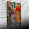 Eyfel Kulesi önünde Kırmızı Şemsiyeli Kadın Yağlıboya Kanvas Tablo 50 x 70