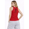 Fitilli Atlet Sıfır Yaka Slim Fit Arka Baskılı Spor Atlet - Kırmızı