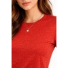 Flam Kumaş Melanj Dokulu Regular Fit Tişört Bisiklet Yaka Yazlık T-Shirt - Kiremit