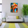 Flamingo, Turuncu ve Mavi Tonlarda Suluboya Tekniğinde Kanvas Tablo 50 x 70