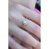 Gold Renk Zirkon Taşlı Kalp Model Charm Pirinç Kadın Yüzük