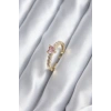 Gold Renk Zirkon Taşlı Pembe Kristal Kalp Model Kadın Yüzük