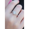 Gümüş Renk Zirkon Taşlı Kalp Model Charm Pirinç Kadın Yüzük