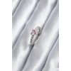Gümüş Renk Zirkon Taşlı Pembe Kristal Kalp Model Kadın Yüzük