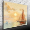 Günbatımında Yelkenli Tekne Yağlıboya Kanvas Tablo 50 x 70