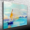 Gündoğumun `da Deniz ve Yelkenli Yağlıboya Kanvas Tablo 50 x 70