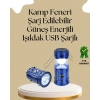 Güneş Enerjili Katlanabilir Kamp Feneri – USB Şarjlı, Hafif ve Çok Fonksiyonlu