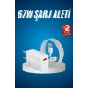 Hızlı Şarj Aleti Adaptörü Kablo Seti 67W Uzun Ömürlü Beyaz