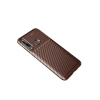 Huawei Y6P Kılıf Auto Focus Karbon Kapak - Kahverengi