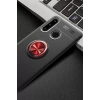 Huawei Y6P Kılıf Range Yüzüklü Silikon - Siyah-Kırmızı