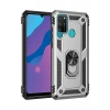 Huawei Y6P Kılıf Sofya Yüzüklü Silikon Kapak - Gümüş