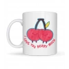 I Love You Berry Much Tasarımlı Kupa Model 12 Sevimli Kiraz Desenli Porselen Kahve Kupası - Hediye Fincanı