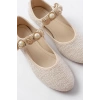 İNF-6363 Bej Havlu Desenli Baret Tokalı Günlük Bayan Ayakkabı