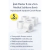 İpek Flaster 5 cm x 5 m 5 Adet Medikal Sabitleme Bandı Hipoalerjenik Yapışkanlı Cerrahi Flaster