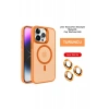 iPhone 14 Pro Kılıf Flet Lens Magsafe Kapak - Turuncu