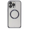 iPhone 15 Pro Max Kılıf Metal Bumper Magneticsafe Kapak - Lacivert