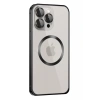 iPhone 15 Pro Max Kılıf Metal Bumper Magneticsafe Kapak - Siyah
