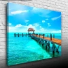 İskele ve Turkuaz Deniz Kanvas Tablo 50 x 70