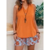 Kadın Askılı V Yakalı Sandy Bluz Ve Desenli Short Ikili Takım