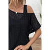 Kadın Askılı Yuvarlak Yaka Viskon Atlet Ve Yarasa Kollu Omuzdan Açık Dantel Bluz Ikili Takım
