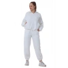 Kadın Bomber Yaka Fermuarlı 3 İplik İçi Polarlı Lastikli Paça Beyaz Eşofman Takımı