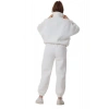 Kadın Bomber Yaka Fermuarlı 3 İplik İçi Polarlı Lastikli Paça Beyaz Eşofman Takımı