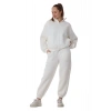 Kadın Bomber Yaka Fermuarlı 3 İplik İçi Polarlı Lastikli Paça Beyaz Eşofman Takımı