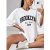 Kadın Brooklyn New York Baskılı Oversize Tshirt