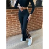Kadın Dantel Eklemeli Ispanyol Paça Scuba Tayt Pantalon