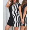 Kadın Dokuma Viskon Kumaş V Yaka Zebra Desenli Elbise