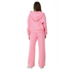 Kadın Kapüşonlu Fermuarlı Pamuklu Palazzo Geniş Paça Eşofman Takımı Pembe