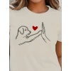 Kadın Kısa Kollu Bisiklet Yaka Köpek Baskılı Viskon Bluz