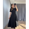 Kadın Kısa Kollu Bisiklet Yaka Maksi Boy Ithal Krep Elbise