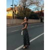 Kadın Kısa Kollu Bisiklet Yaka Puantiyeli Maksi örme Krep Elbise