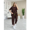 Kadın Kısa Kollu Bisiklet Yaka Viskon Iki Iplik Bluz Ve Pantolon Ikili Takım