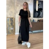 Kadın Kısa Kollu Bisiklet Yaka Yandan Bağlamalı Viskon Iki Iplik Elbise