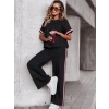 Kadın Kısa Kollu Bisiklet Yakalı Ribanalı Viskon Iki Iplik Bluz Ve Pantolon Ikili Takım