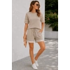 Kadın Kısa Kollu Bisiklet Yakalı Waffle Bluz Ve Short Ikili Takım