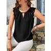 Kadın Kısa Kollu Hakim V Yakalı Dokuma Viskon Bluz