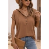 Kadın Kısa Kollu Kapşonlu Bağcıklı Vizon Viskon Bluz