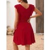 Kadın Kısa Kollu Kruvaze Yakalı Beli Lastikli Aerobin Elbise