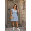 Kadın Kısa Kollu Kruvaze Yakalı Poplin Elbise