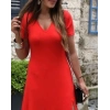 Kadın Kısa Kollu V Yakalı Maksi Boy Viskon Elbise