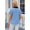 Kadın Kısa Kollu V Yakalı önden şerit Detaylı Sandy Bluz