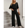 Kadın Kısa Kollu V Yakalı Viskon Bluz Ve Pantolon Ikili Takım