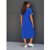 Kadın Kısa Kollu V Yakalı Yırtmaçlı Midi Boy Viskon Elbise