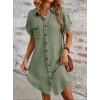 Kadın Kısa Kollu Yakalı önden Düğmeli Bürümcük Kısa Elbise