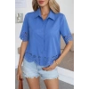 Kadın Kısa Kollu Yakalı önden Düğmeli Dubai Gömlek Bluz