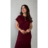 Kadın Kısa Kollu Yakalı Yandan Yırtmaçlı Viskon Iki Iplik Elbise