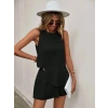 Kadın Kolsuz Bisiklet Yaka Sandy Bluz Ve şort Etek Ikili Takım